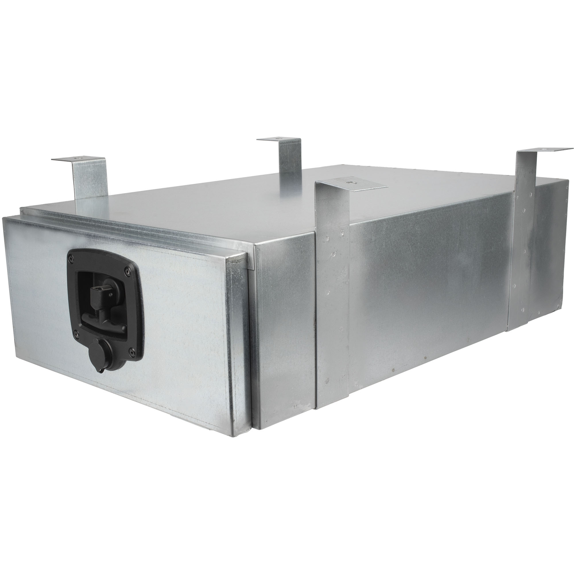 Staubox, verzinkt, mit Bügelhalter, B400 x T620 x H180 mm